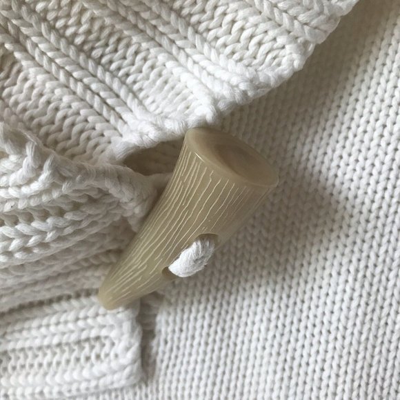 Lauren Ralph Lauren cream pullover sweater oversize toggle collar nautical sz L - Picture 4 of 8